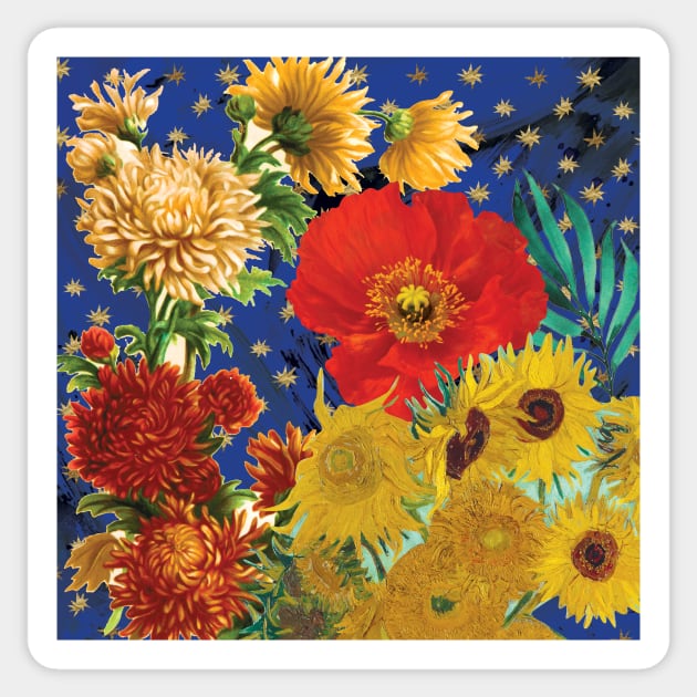 Van Gogh Inspired Floral Pattern Sticker by BarcelonaLights